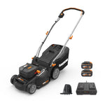 Load image into Gallery viewer, Nitro 16" Cordless Lawn Mower, 2 in 1 Electric Mower with with Brushless Motor, Lightweight Push Lawn Mower for 1/4 Acre, 2 Batteries & Charger Included, WG737