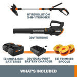 Load image into Gallery viewer, 20V 12‘’ Cordless String Trimmer & 360 CFM Leaf Blower Combo, 2 × 4.0 Ah Batteries & Charger Included, WG930.3