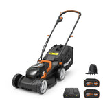 Load image into Gallery viewer, WORX 14" Cordless Lawn Mower, 2 in 1 Electric Mower Cuts Quietly, Compact &amp; Lightweight Push Lawn Mower with 6-Position Height Adjustment for Small Yards, 2 Batteries &amp; Charger Included, WG779