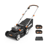 Load image into Gallery viewer, 17'' Cordless Lawn Mower, 2 in 1 Electric Mower Cuts to Edge, Compact &amp; Lightweight Push Lawn Mower with 6-Position Height Adjustment for Medium Size Yards, 2 Batteries &amp; Charger Included, WG745