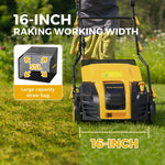 Load image into Gallery viewer, Upgraded EVEAGE 16-Inch 15 Amp Electric Dethatcher &amp; Scarifier, 5-Position Depth Adjustment, 14.5gal Collection Bag, Increases Lawn Health, EDS16S