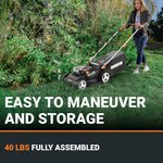 Load image into Gallery viewer, 17'' Cordless Lawn Mower, 2 in 1 Electric Mower Cuts to Edge, Compact &amp; Lightweight Push Lawn Mower with 6-Position Height Adjustment for Medium Size Yards, 2 Batteries &amp; Charger Included, WG745